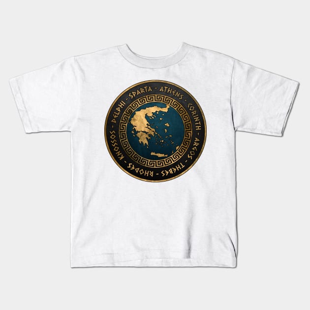 Ancient Greek City-States - Polis of Greece - Ancient Hellas Kids T-Shirt by AgemaApparel